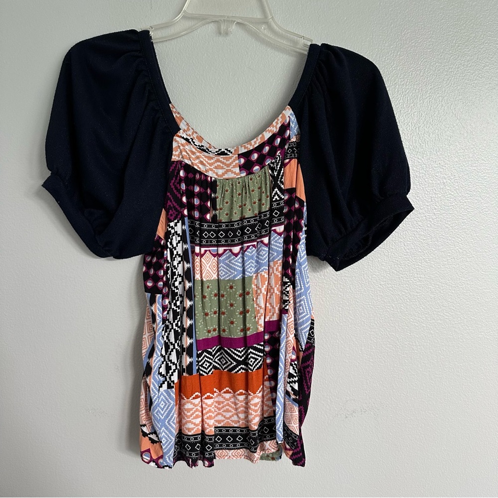 Anthropologie Maeve Catiana Patchwork Puff-Sleeve Blouse small - Picture 7 of 10
